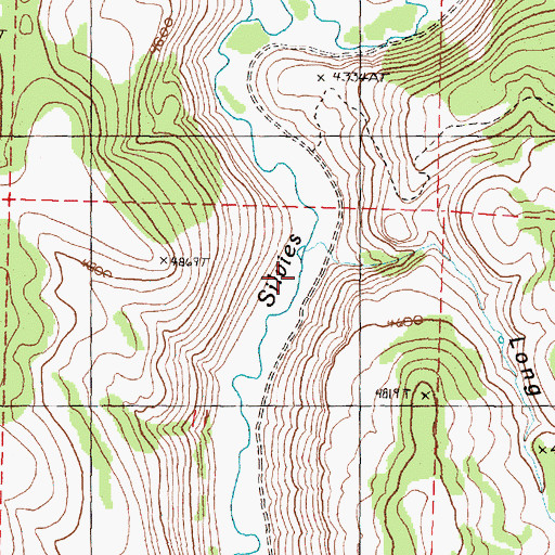 Topographic Map of Long Hollow, OR