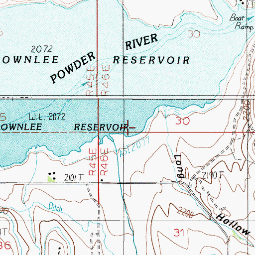 Topographic Map of Long Hollow, OR