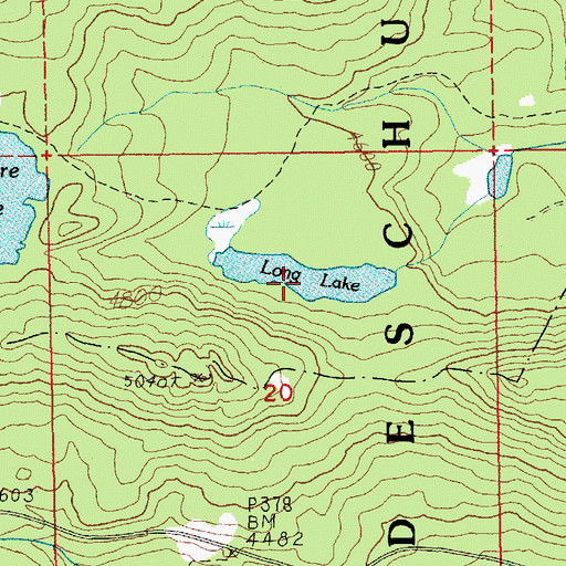 Topographic Map of Long Lake, OR