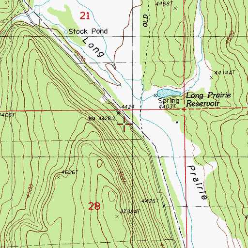 Topographic Map of Long Prairie, OR