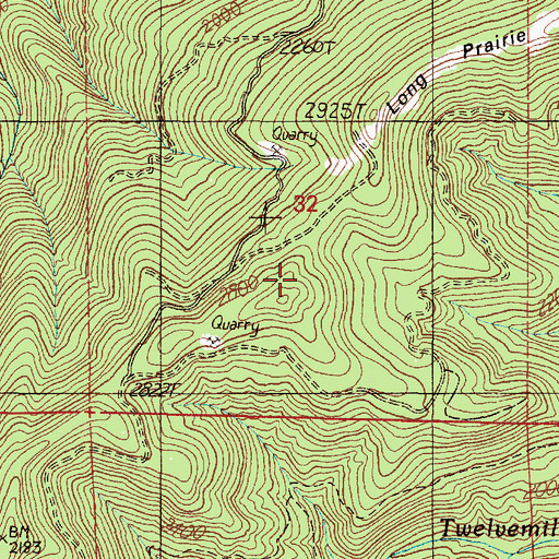 Topographic Map of Long Prairie, OR
