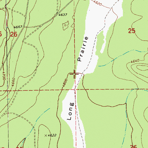 Topographic Map of Long Prairie, OR