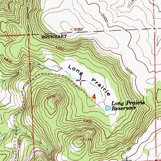 Topographic Map of Long Prairie, OR