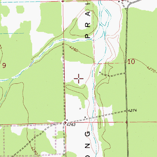 Topographic Map of Long Prairie, OR