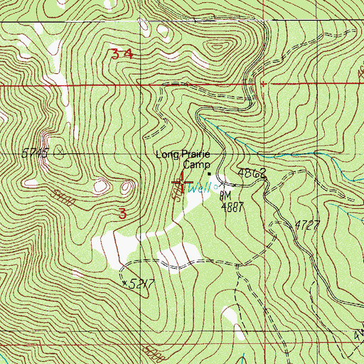 Topographic Map of Long Prairie Forest Camp, OR