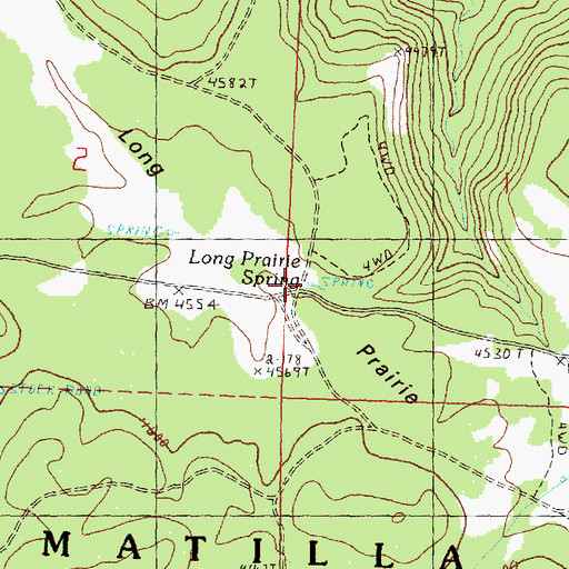 Topographic Map of Long Prairie Spring, OR