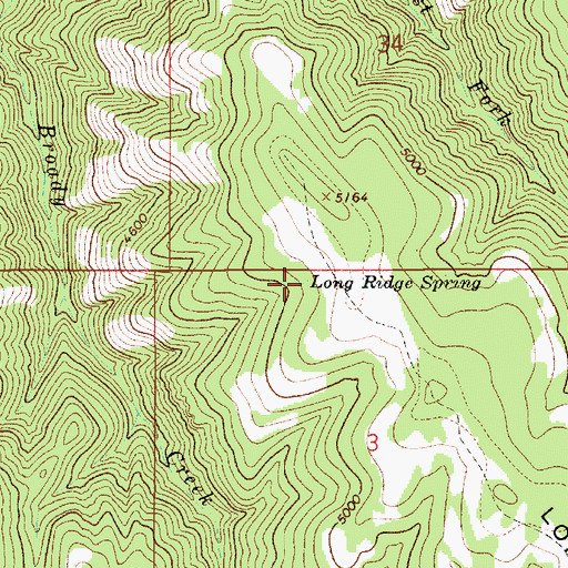 Topographic Map of Long Ridge Spring, OR