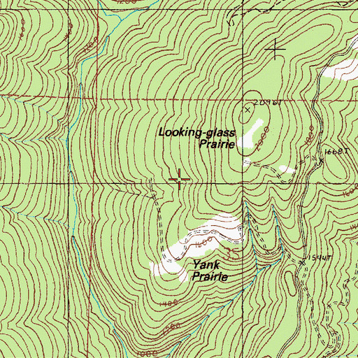 Topographic Map of Looking-Glass Prairie, OR
