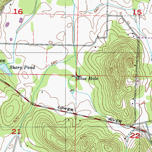 Topographic Map of Blue Hole, AL