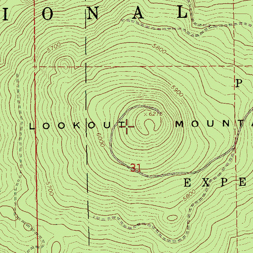 Topographic Map of Lookout Mountain, OR
