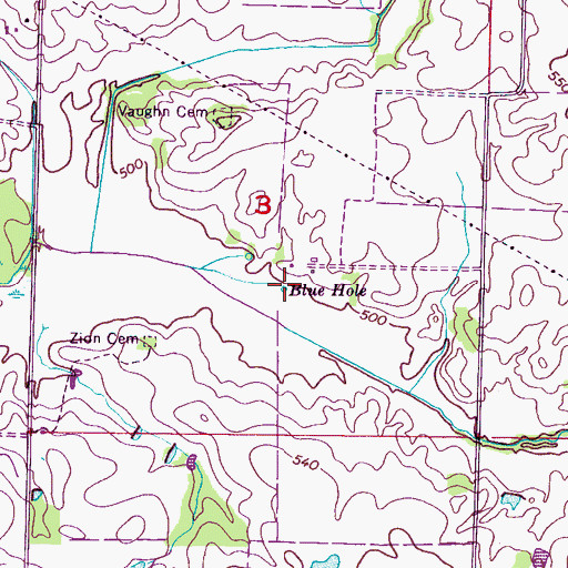 Topographic Map of Blue Hole, AL