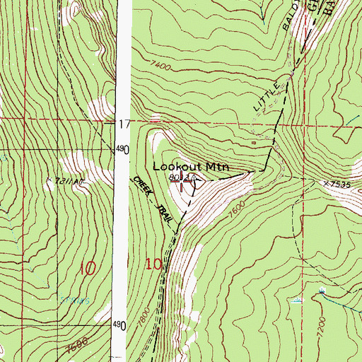 Topographic Map of Lookout Mountain, OR