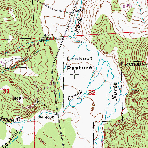 Topographic Map of Lookout Pasture, OR