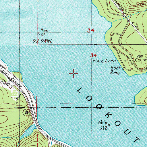 Topographic Map of Lookout Point Lake, OR