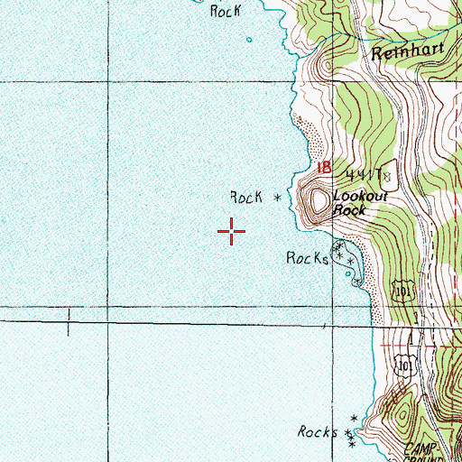 Topographic Map of Lookout Rock, OR