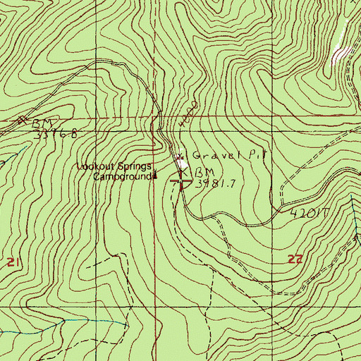 Topographic Map of Lookout Springs Guard Station, OR