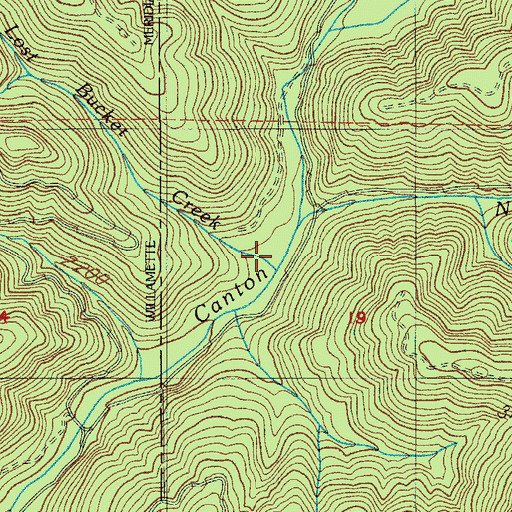 Topographic Map of Lost Bucket Creek, OR