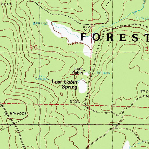 Topographic Map of Lost Cabin, OR