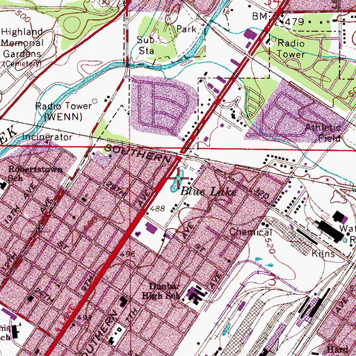 Topographic Map of Blue Lake, AL