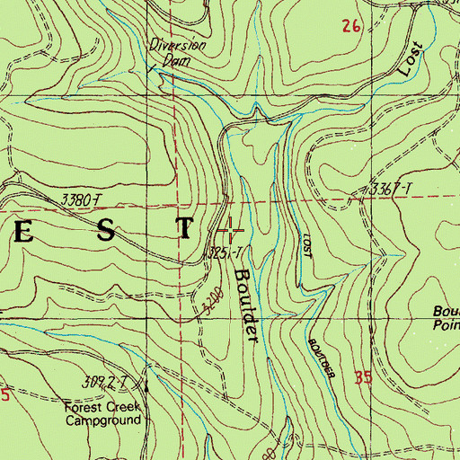 Topographic Map of Lost Creek, OR
