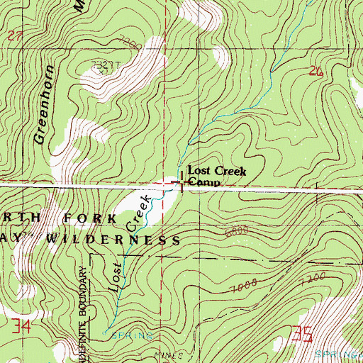 Topographic Map of Lost Creek Camp, OR