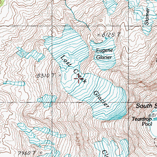 Topographic Map of Lost Creek Glacier, OR