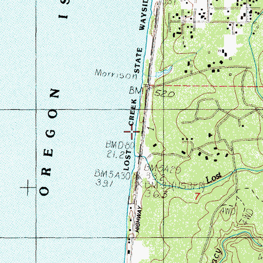 Topographic Map of Lost Creek State Recreation Site, OR
