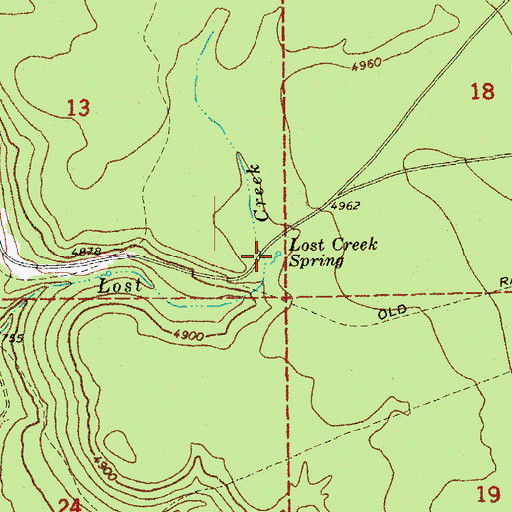 Topographic Map of Lost Creek Spring, OR