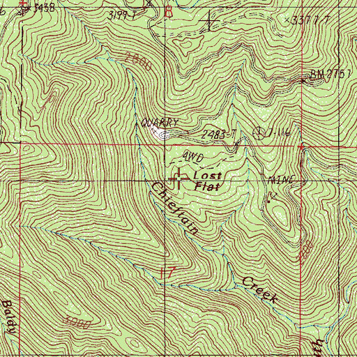 Topographic Map of Lost Flat, OR