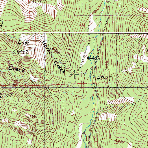 Topographic Map of Lost Horse Creek, OR