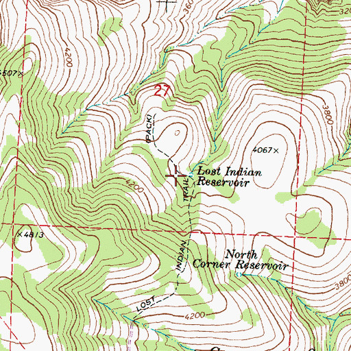 Topographic Map of Lost Indian Reservoir, OR