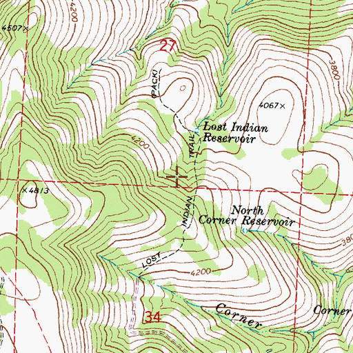 Topographic Map of Lost Indian Trail, OR