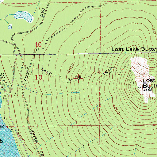Topographic Map of Lost Lake Butte Trail, OR