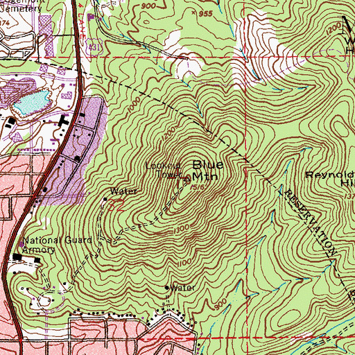Topographic Map of Blue Mountain, AL