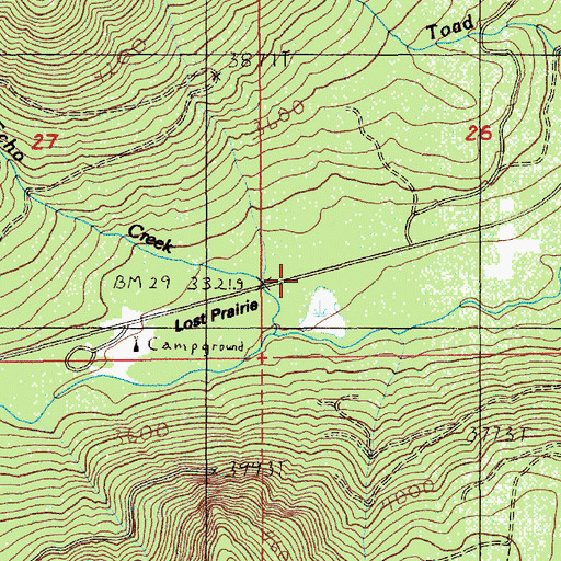 Topographic Map of Lost Prairie, OR