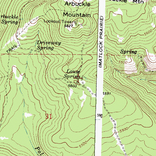 Topographic Map of Louse Spring, OR