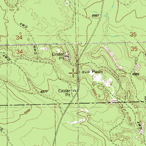 Topographic Map of Lava Pass, OR