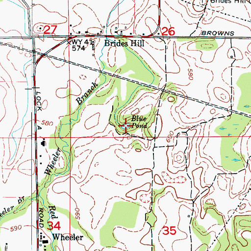 Topographic Map of Blue Pond, AL