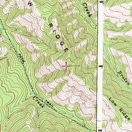 Topographic Map of Low Ridge, OR