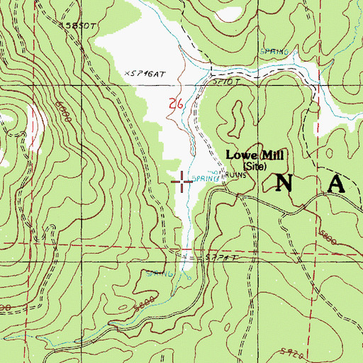 Topographic Map of Lowe Mill, OR