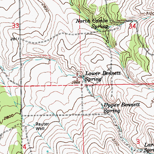 Topographic Map of Lower Bennett Spring, OR