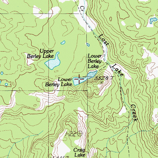 Topographic Map of Lower Berley Lake, OR
