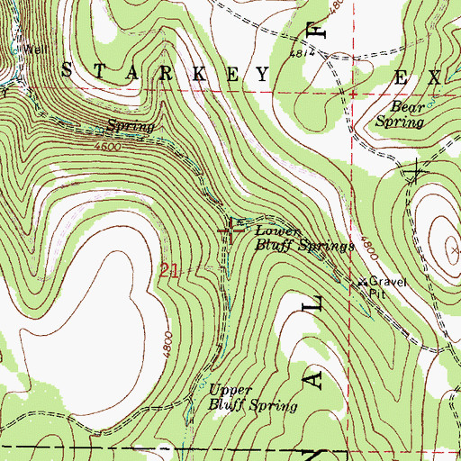 Topographic Map of Lower Bluff Springs, OR