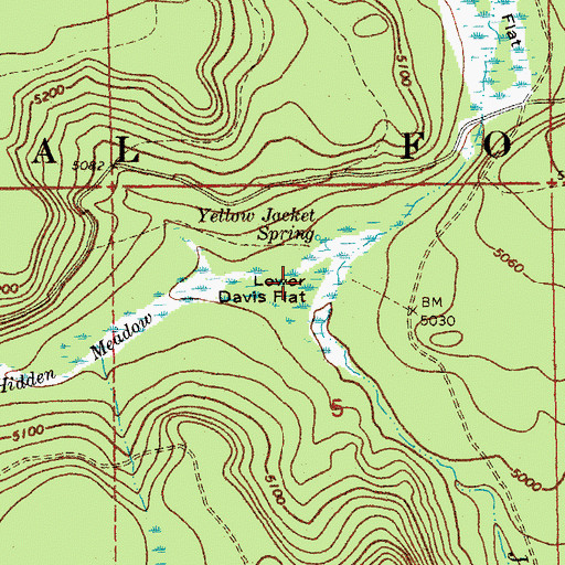 Topographic Map of Lower Davis Flat, OR