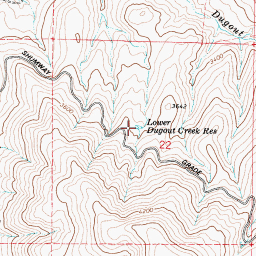Topographic Map of Lower Dugout Creek Reservoir, OR