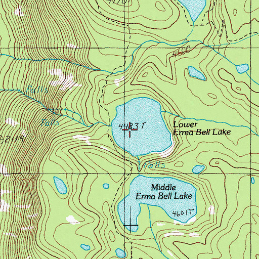 Topographic Map of Lower Erma Bell Lake, OR