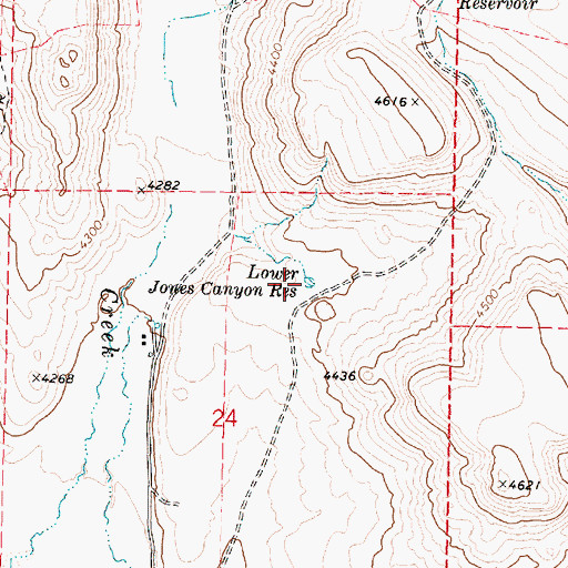 Topographic Map of Lower Jones Canyon Reservoir, OR