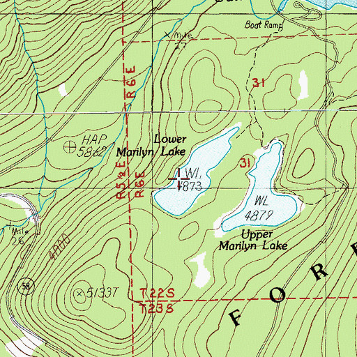 Topographic Map of Lower Marilyn Lake, OR