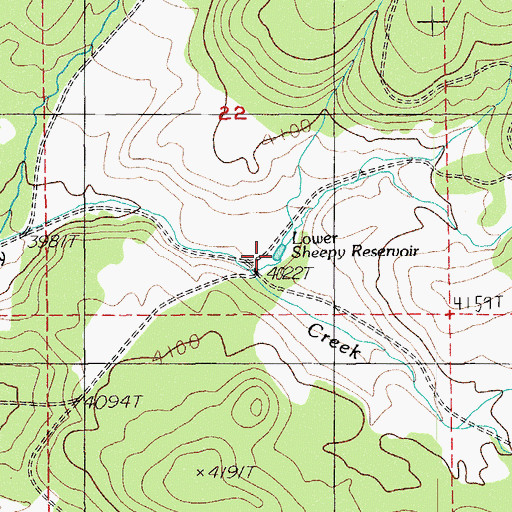 Topographic Map of Lower Sheepy Reservoir, OR