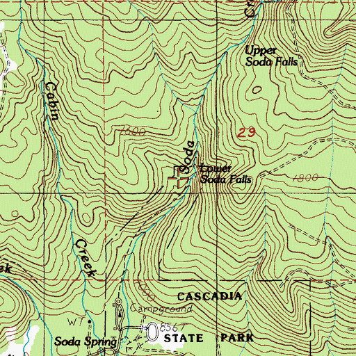 Topographic Map of Lower Soda Falls, OR
